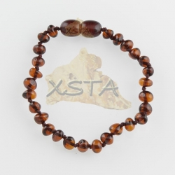 Amber teething bracelet baroque light cherry polished